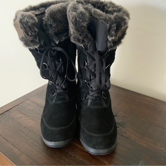 Lands’ End Insulated Winter Snow Boots Black Size 9 - Picture 2 of 13